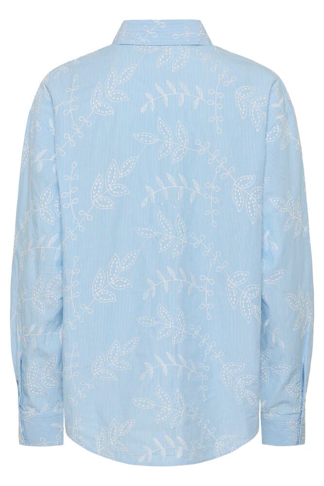 Kaffe Marlee Shirt - White Blue Embroidery Stripe
