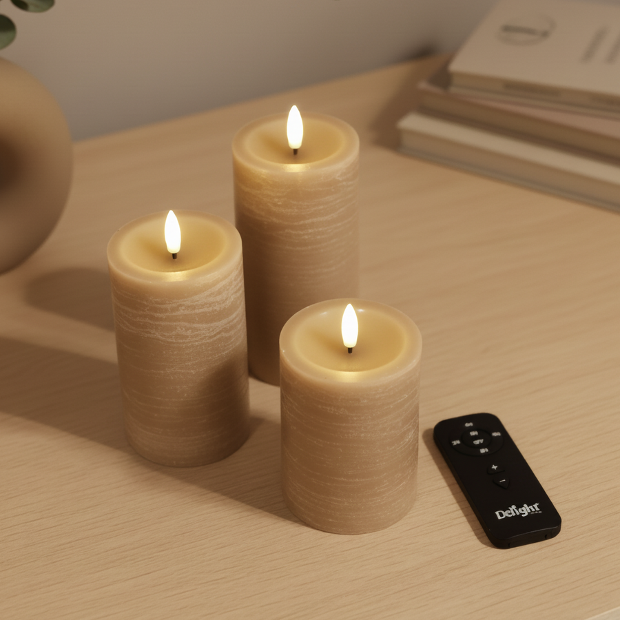 Delight 3-pk Indendørs Led-lys - Light Caramel