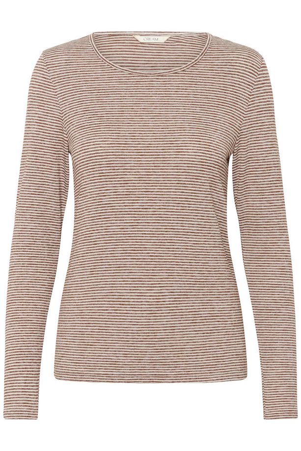 Cream Amma LS T-shirt - Sorrel Horse/White Stripe