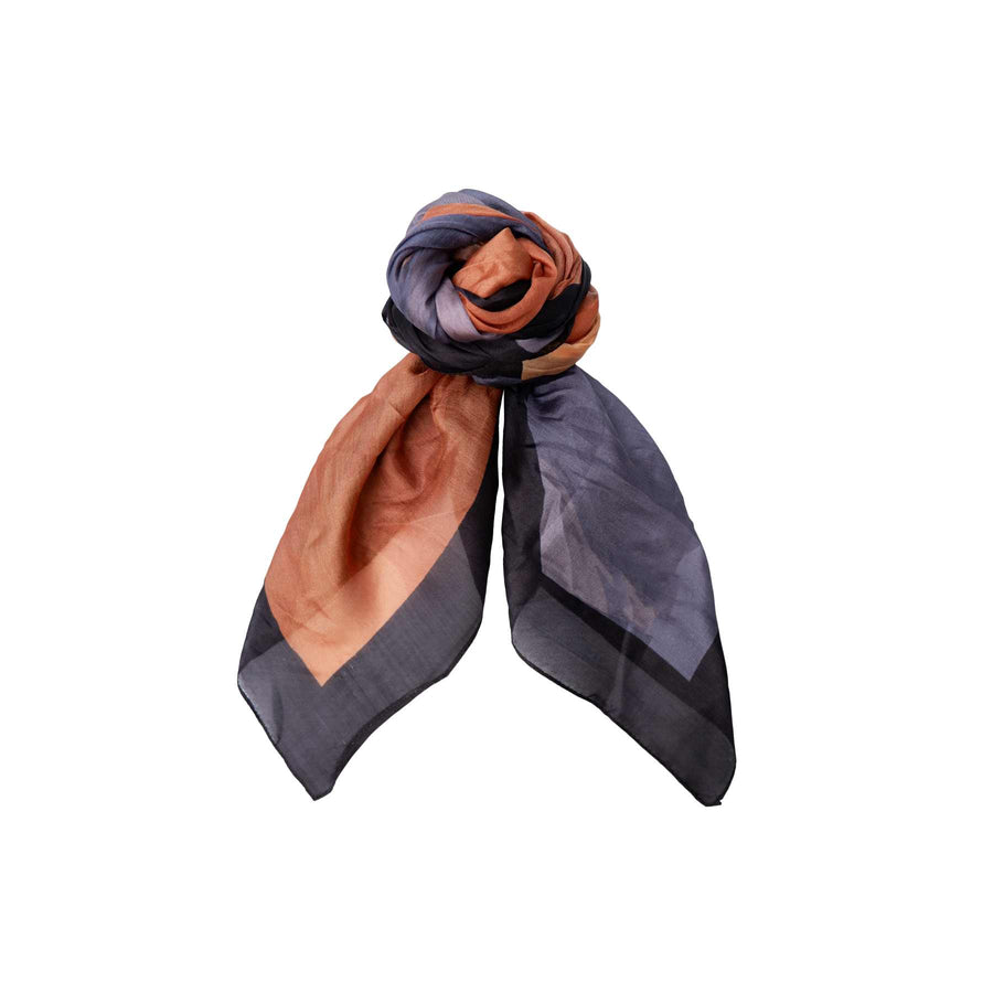 Black Colour Crate Silk Scarf - Dark Grey