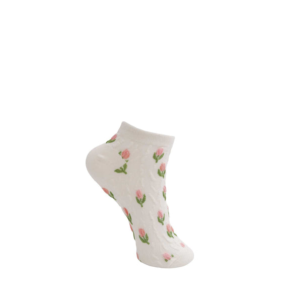 Black Colour Philomine  Anclet Sock - Rose Flower