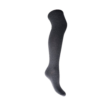 Black Colour Malika Kneehigh Rib Sock - Dark Grey