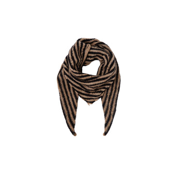 Black Colour Dell Knitted Mini Stripe Scarf - Black
