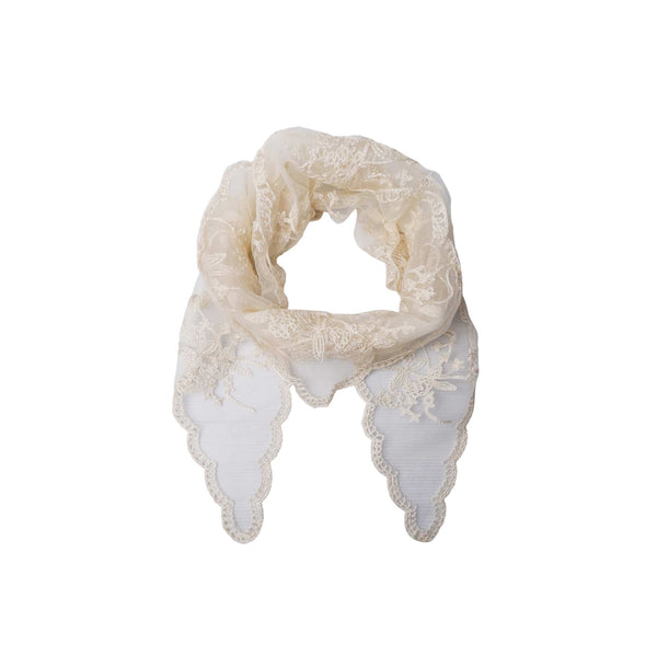 Black Colour Miriana Triangle Lace Scarf - Off-White