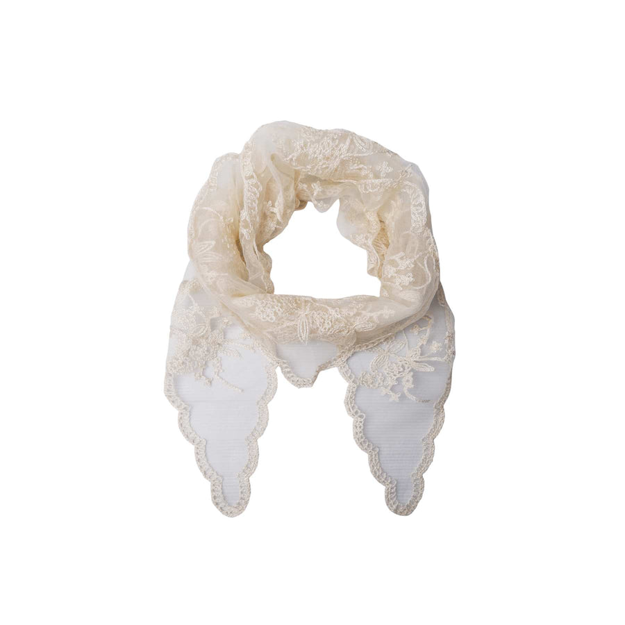 Black Colour Miriana Triangle Lace Scarf - Off-White