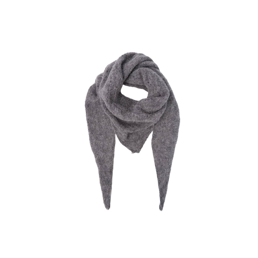 Black Colour Dell Knitted Mini Scarf - Grey Melange