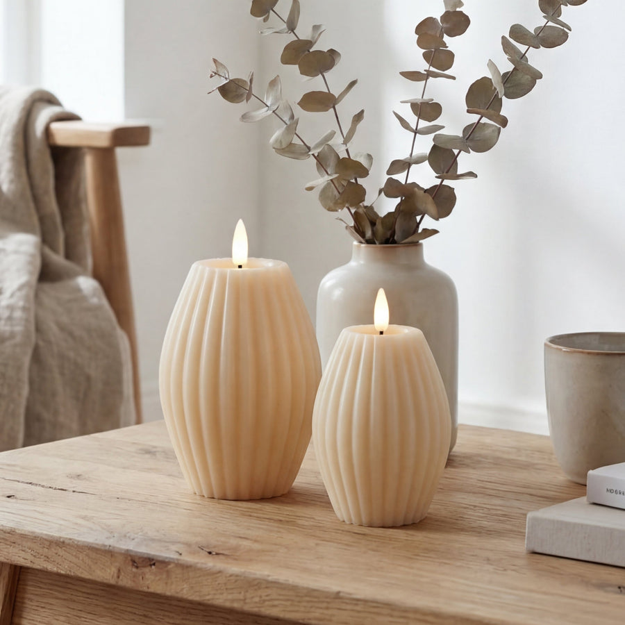 Delight LED Bloklys Rillemønster - Creme