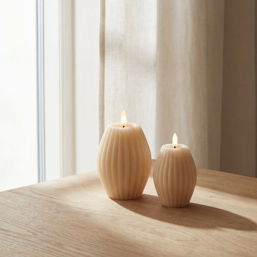 Delight LED Bloklys Rillemønster - Creme