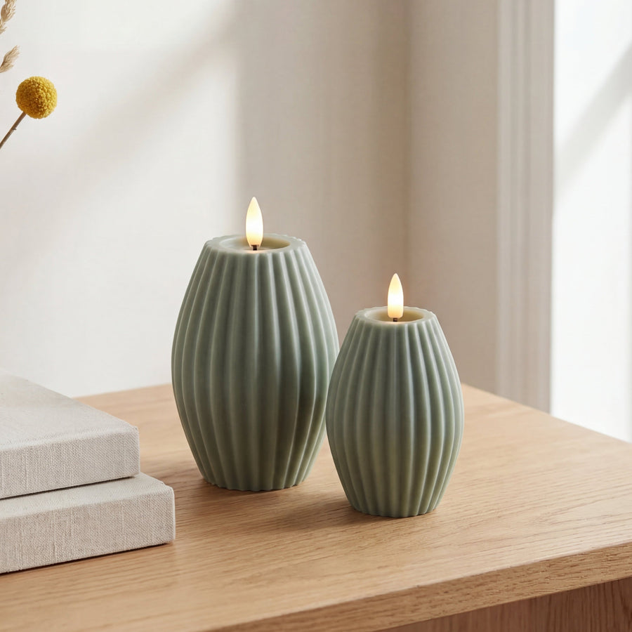 Delight LED Bloklys Rillemønster – Salvie grøn