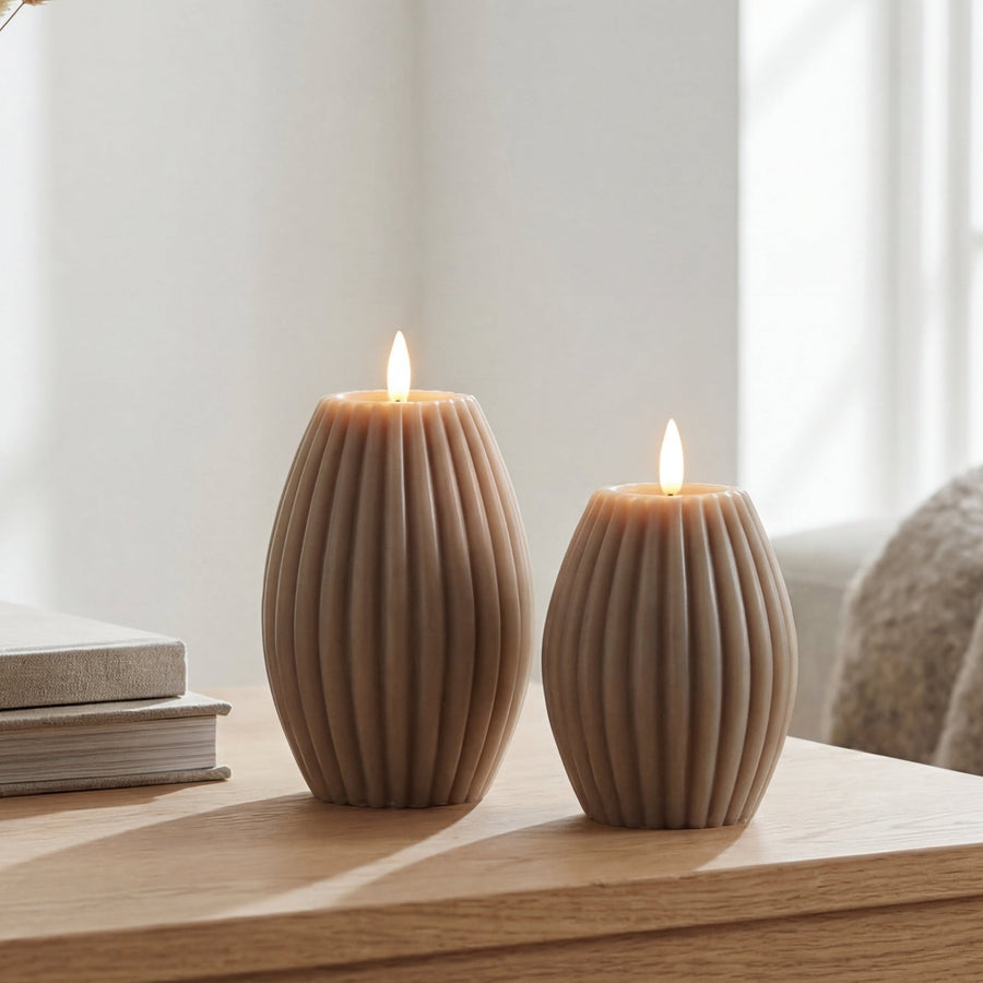Delight LED Bloklys med Rillemønster - Sand