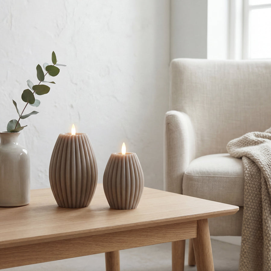 Delight LED Bloklys med Rillemønster - Sand