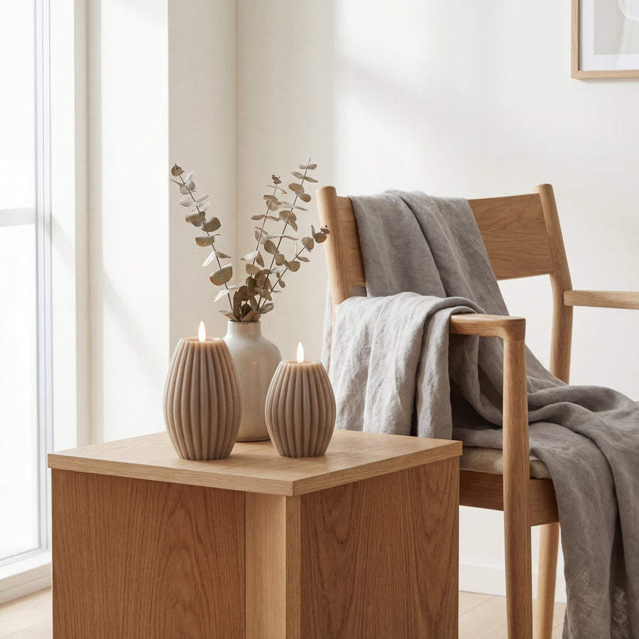 Delight LED Bloklys med Rillemønster - Sand