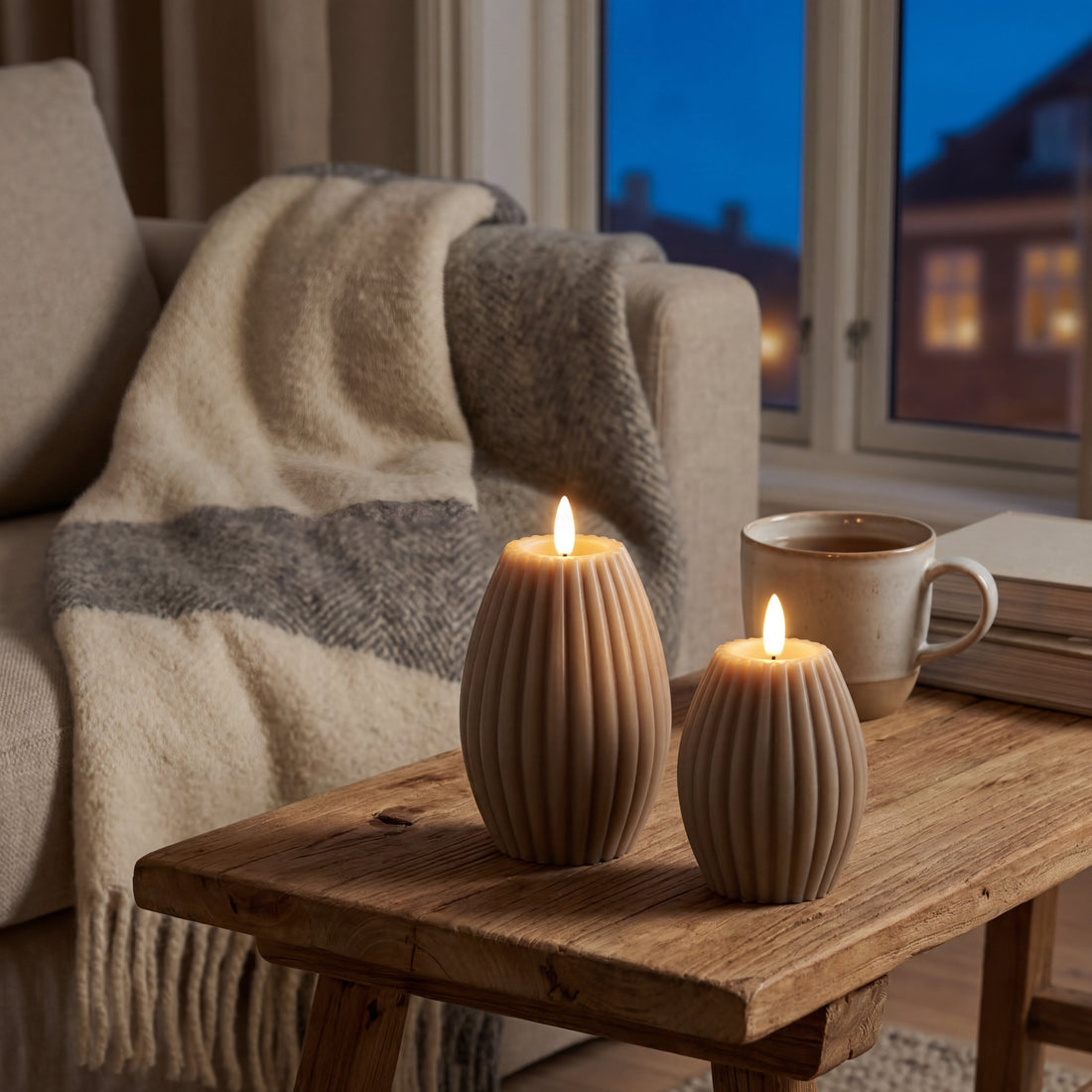 Delight LED Bloklys med Rillemønster - Sand