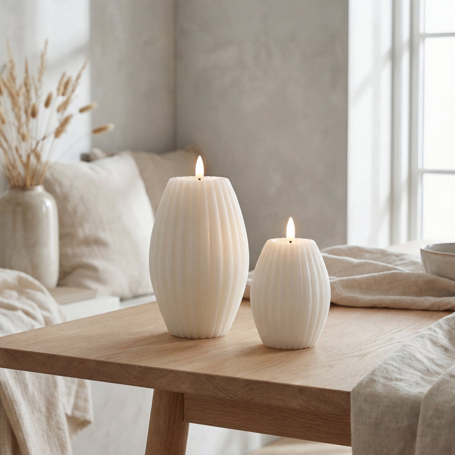 Delight LED Bloklys med Rillemønster - Hvide