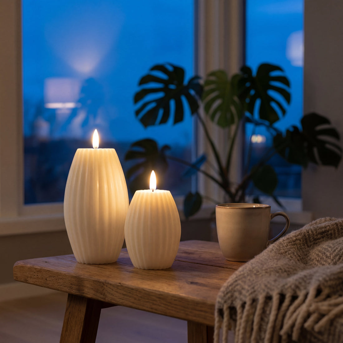 Delight LED Bloklys med Rillemønster - Hvide