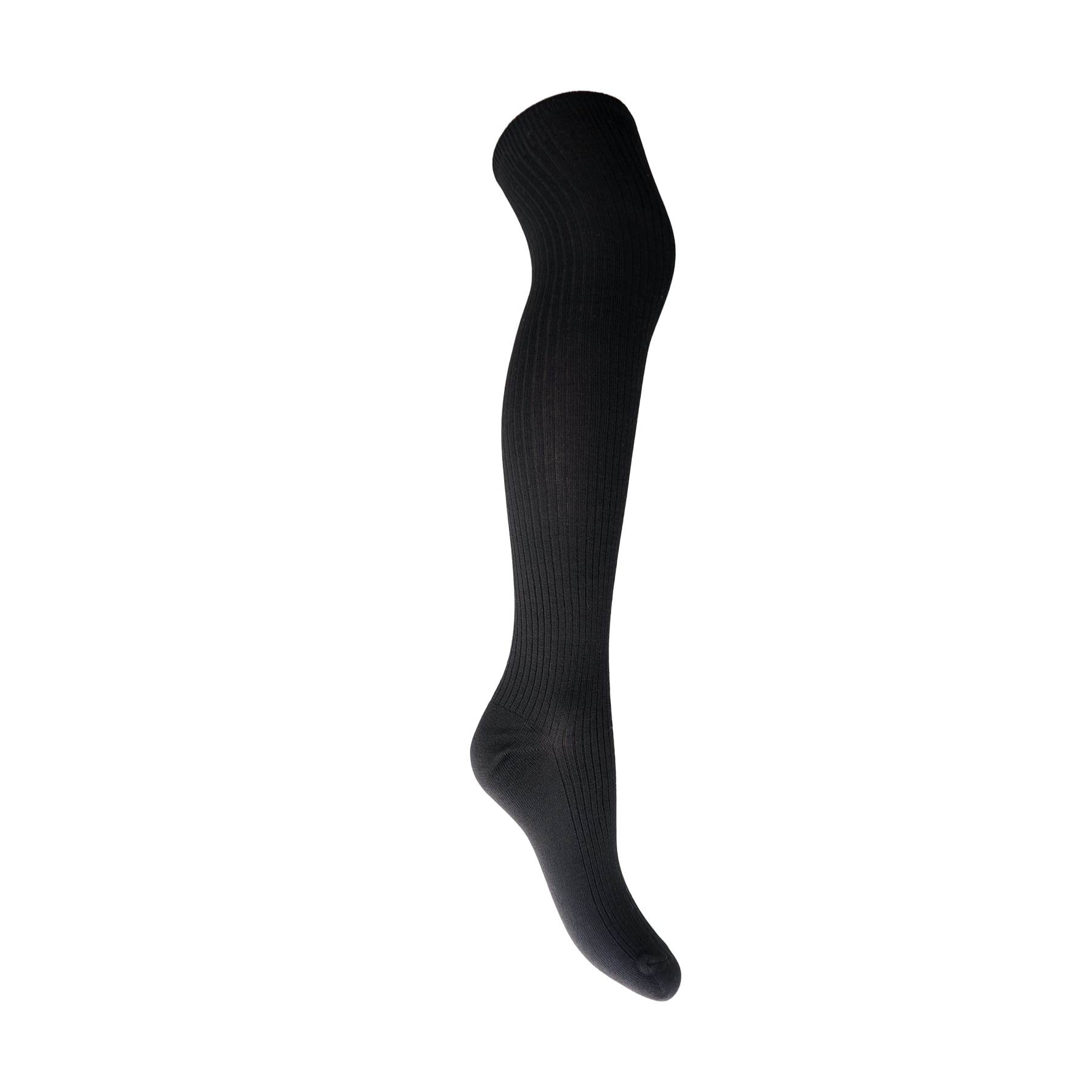 Black Colour Malika Kneehigh Rib Sock - Black