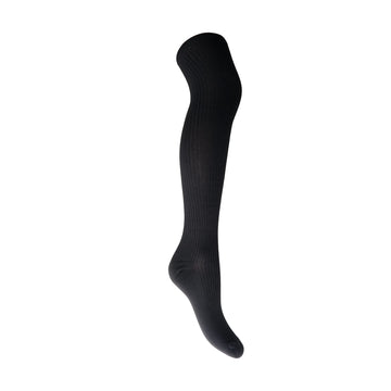 Black Colour Malika Kneehigh Rib Sock - Black