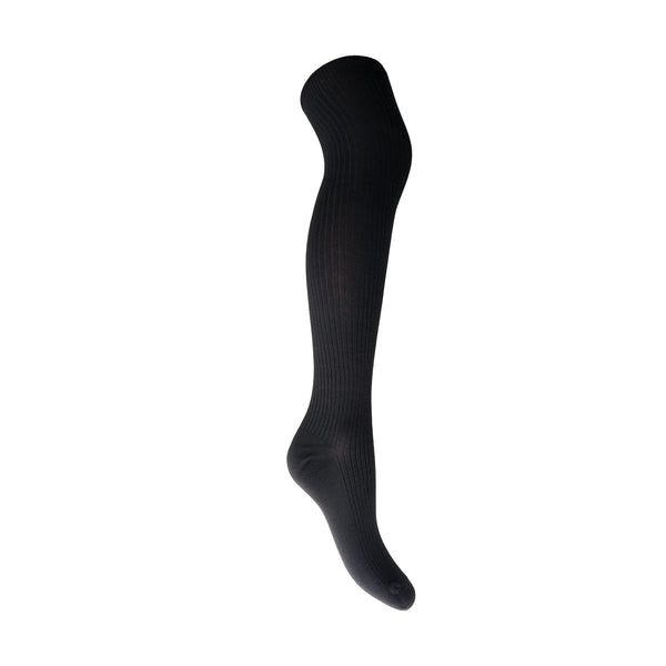 Black Colour Malika Kneehigh Rib Sock - Black