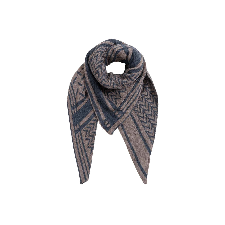 Black Colour Bex Triangle Scarf - Deep Mocca