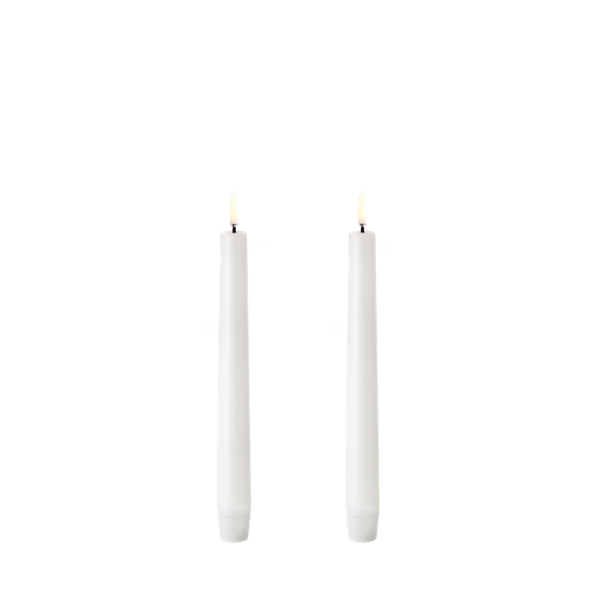 Uyuni LED Stagelys, Nordic White, Smooth, 2-pack, Ø2,3 x H20 cm