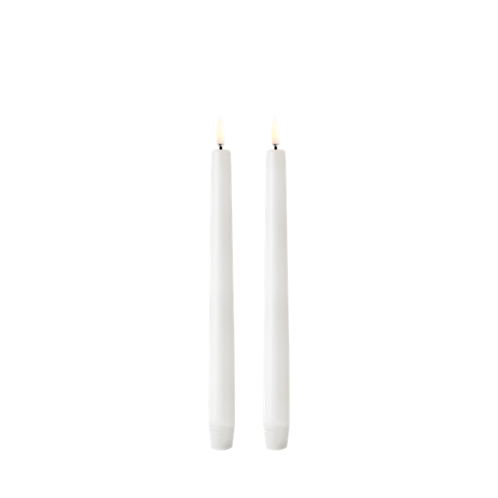 Uyuni LED Stagelys, Nordic White, Smooth, 2-pack, Ø2,3 x H25 cm