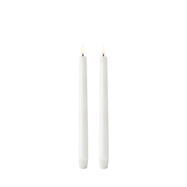 Uyuni LED Stagelys, Nordic White, Smooth, 2-pack, Ø2,3 x H25 cm