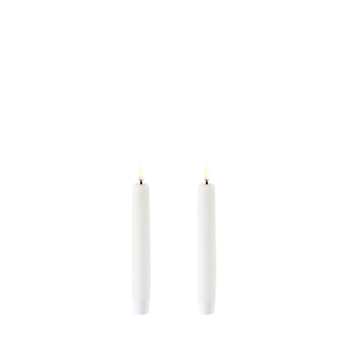 Uyuni LED Stagelys, Nordic White, Smooth, 2-pack, Ø2,3 x H15 cm