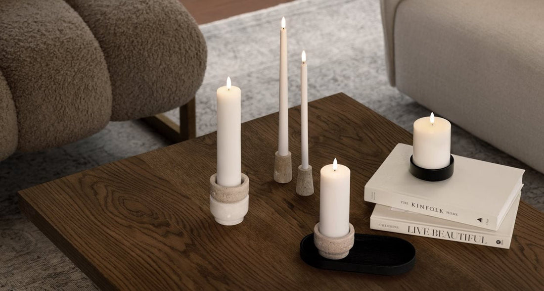 Uyuni LED Bloklys, Nordic White, Smooth, Ø5,8 x H22 cm