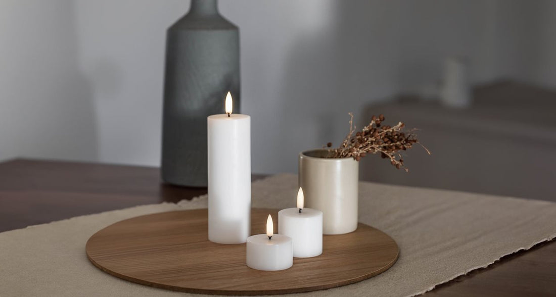 Uyuni LED Bloklys, Nordic White, Smooth, Ø5 x H14,5 cm