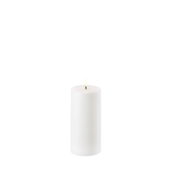 Uyuni LED Bloklys, Nordic White, Smooth, Ø7,8 x H15 cm