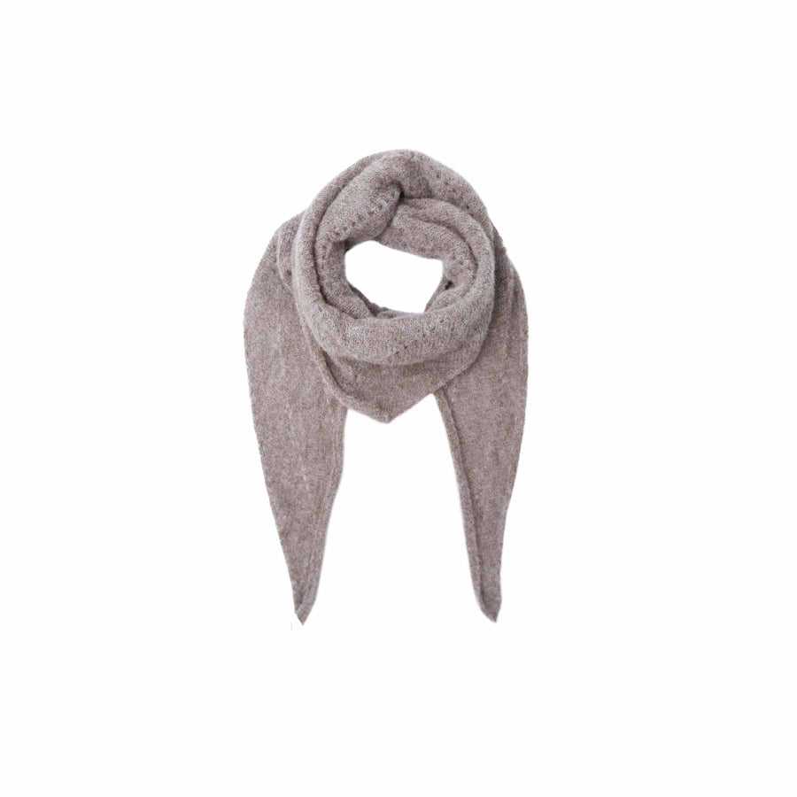 Black Colour Dell Knitted Mini Scarf - Taupe