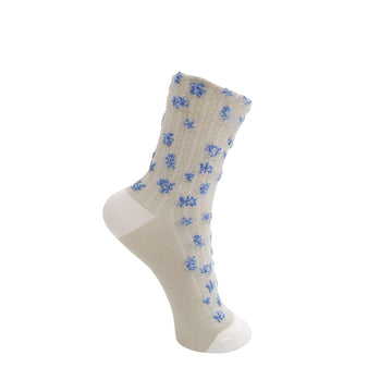 Black Colour Celandine Sock - Khaki/Blue