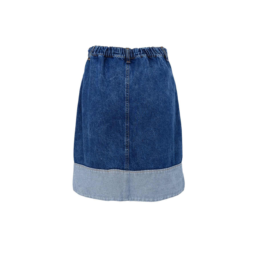 Black Colour Izzy Denim Skirt - Mid Blue