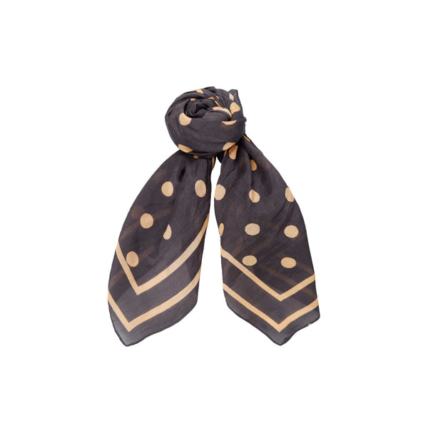 Black Colour Jude Dotted Mini Scarf - Coffee