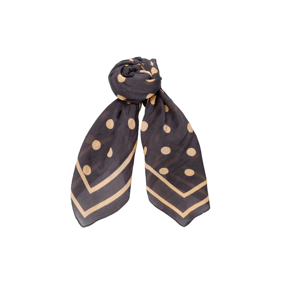 Black Colour Jude Dotted Mini Scarf - Coffee